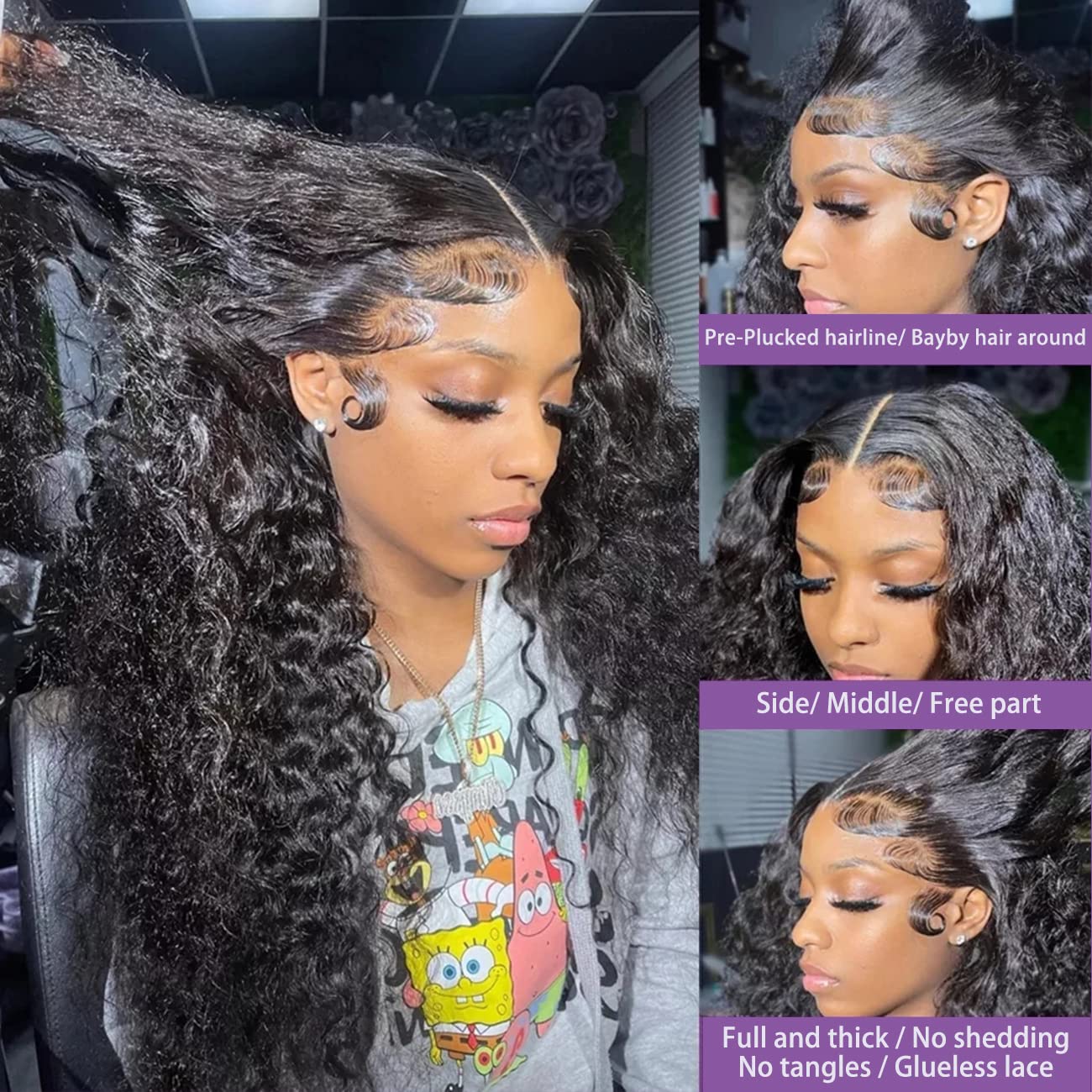 Water Wave Lace Front Wigs Human Hair Pre Plucked Baby Hair HD Transparent Wet and Wavy Lace Wigs 180% Density Brazilian Glueless 13x4 Water Wave Lace