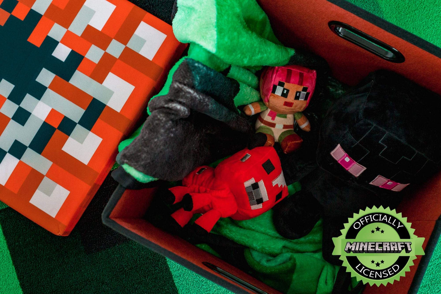 MINECRAFT TNT Block Storage Cube Organizer Storage Cube | TNT Block from Cubbies Storage Cubes | Organization Cubes | 15-Inch Square Bin with Lid