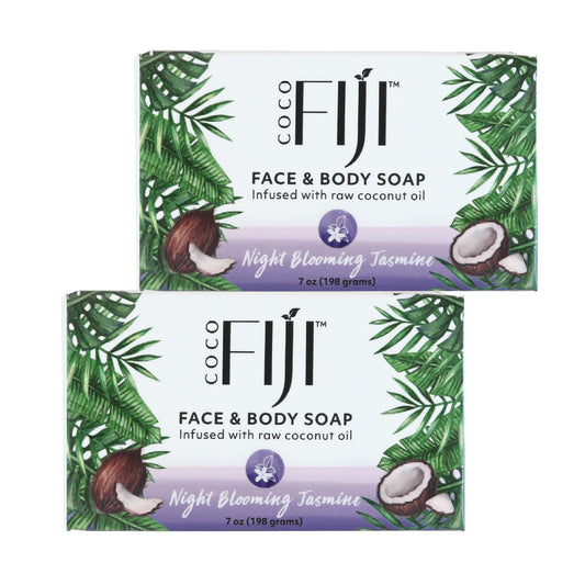 "Coco Fiji Soap Bar for Face and Body Infused With Organic Coconut Oil, Night Blooming Jasmine Essential Oil, Natural Soap for Moisturizing & Pore