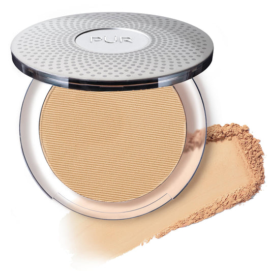 PUR Beauty 4-in-1 Pressed Mineral Makeup Powder Foundation with SPF 15 - Concealer & Finishing Compact Pressed Powder for Face - Buildable Medium