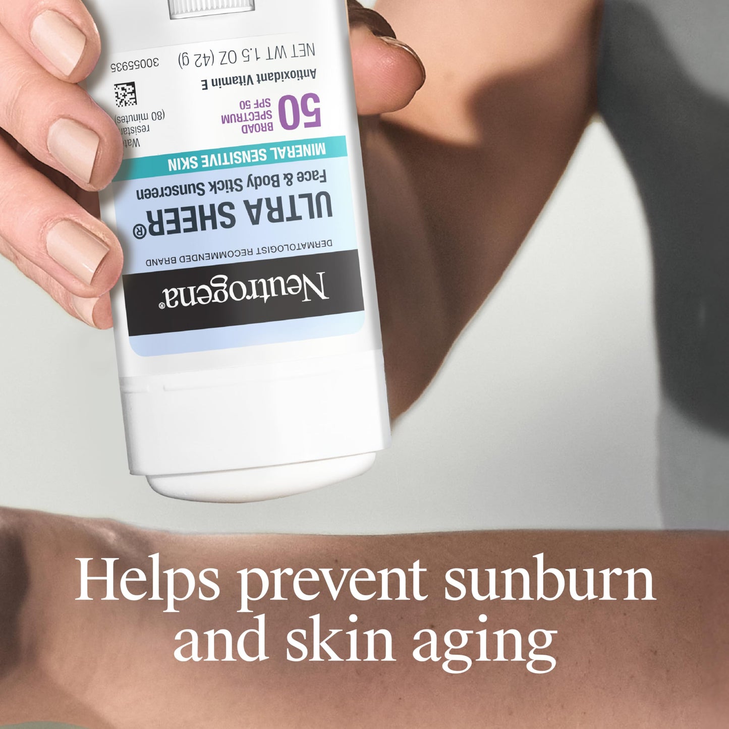 Neutrogena Ultra Sheer Dry Touch SPF 50 Mineral Sunscreen Stick for Sensitive Skin, Zinc Oxide, Body & Face Sunscreen with Vitamin E, No White Residue