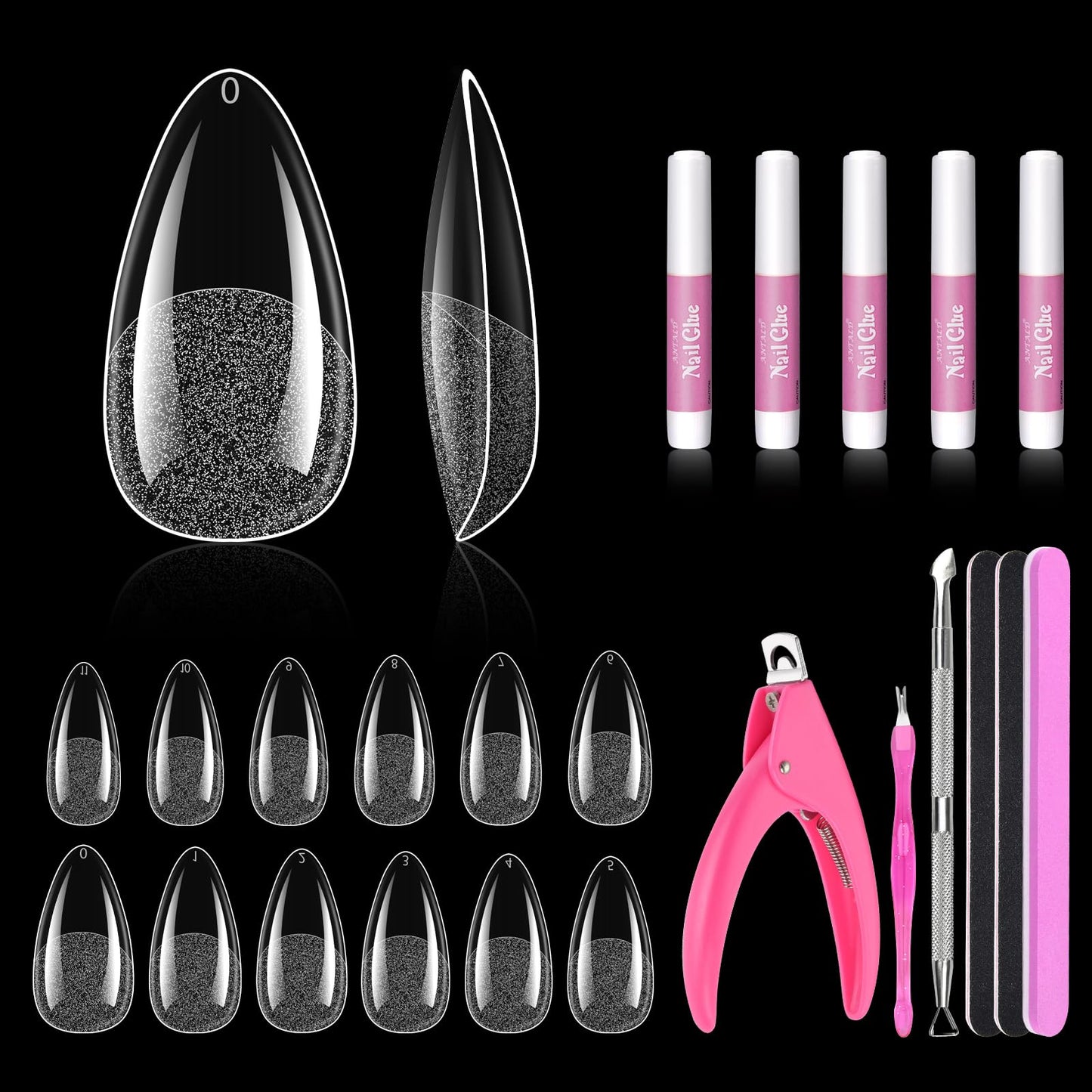 MORGLES 480Pcs Clear Almond Fake Nail Tips Kit Full Cover Beauty and Personal Care MORGLES Default Title