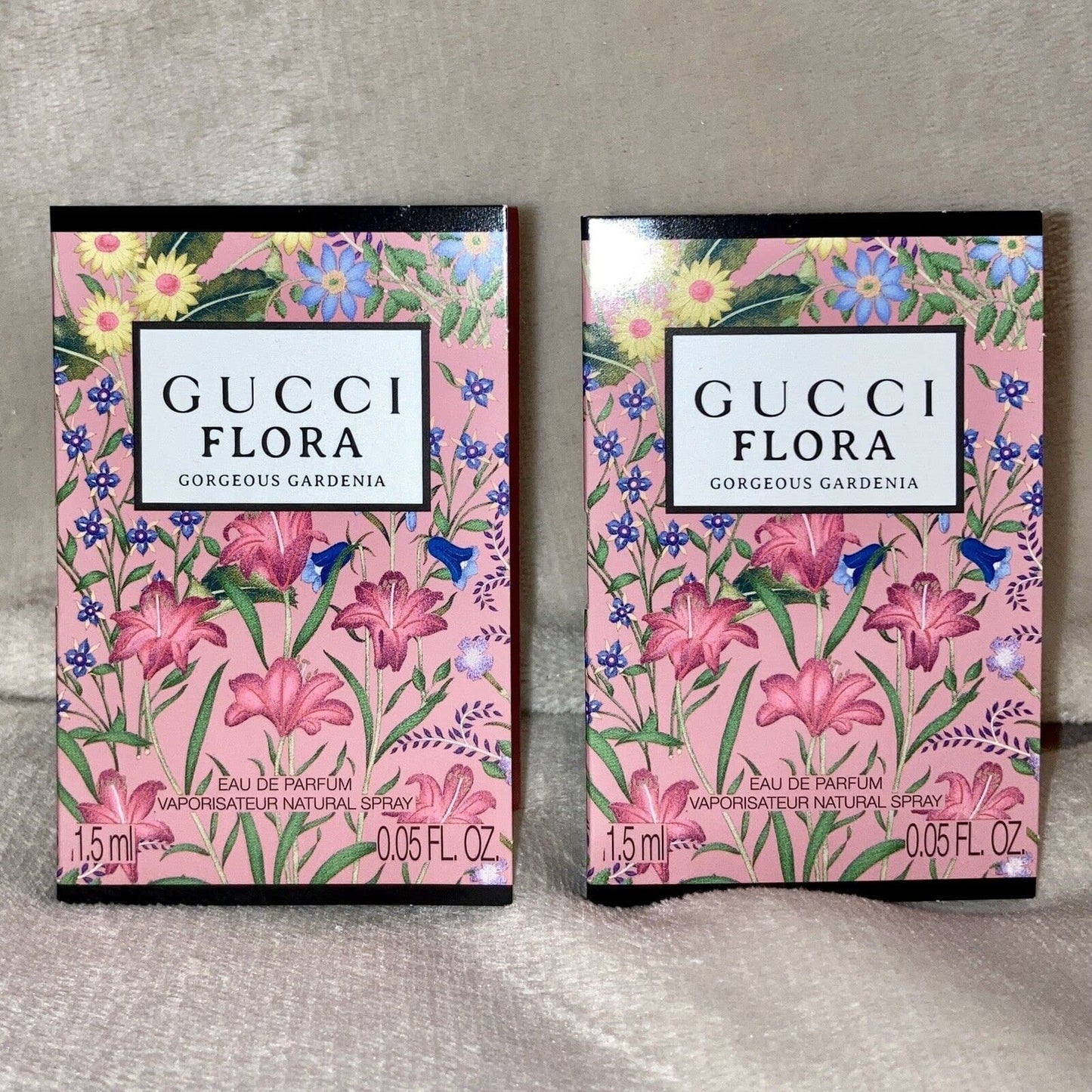 2x Flora Gorgeous Gardenia Eau De Parfum EDP Sample Spray .05oz 1.5ml Each