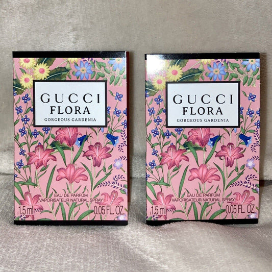 2x Flora Gorgeous Gardenia Eau De Parfum EDP Sample Spray .05oz 1.5ml Each
