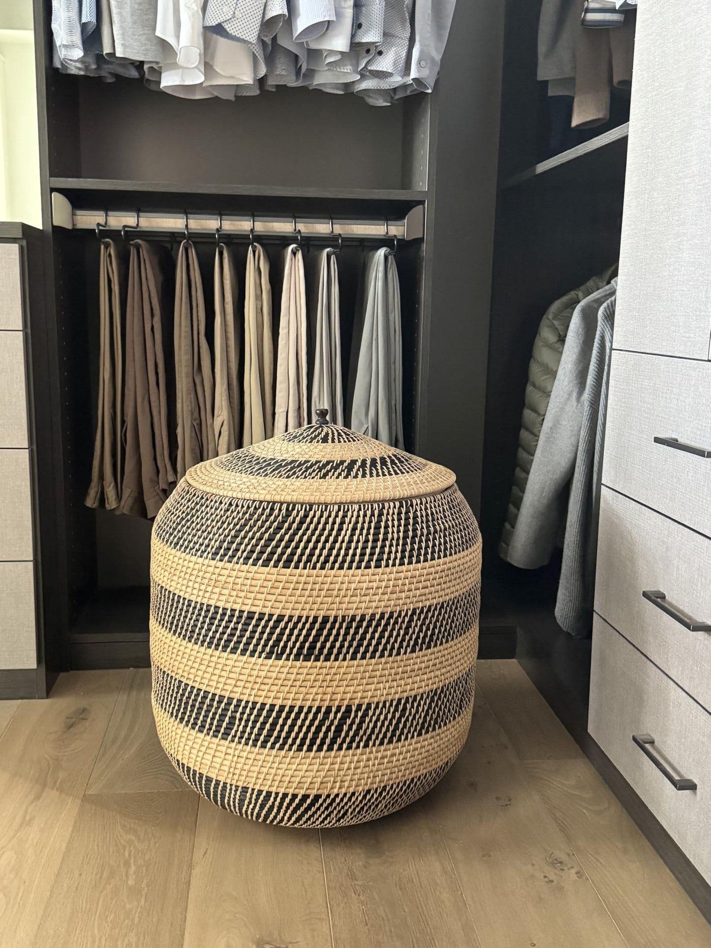 KOUBOO Extra-Large Rattan Belly, Natural-Black Storage Basket