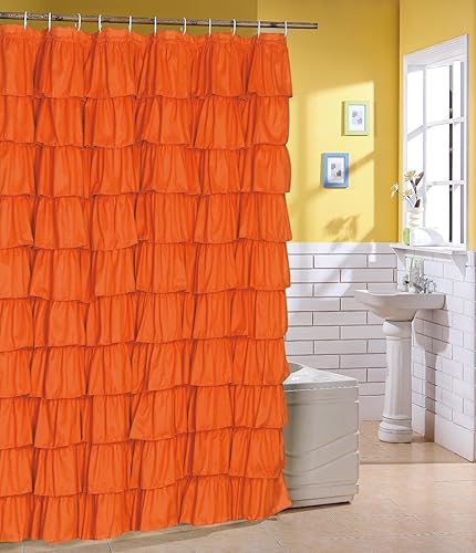 Spring Design Flamenco Ruffle Shower Curtain (Orange)