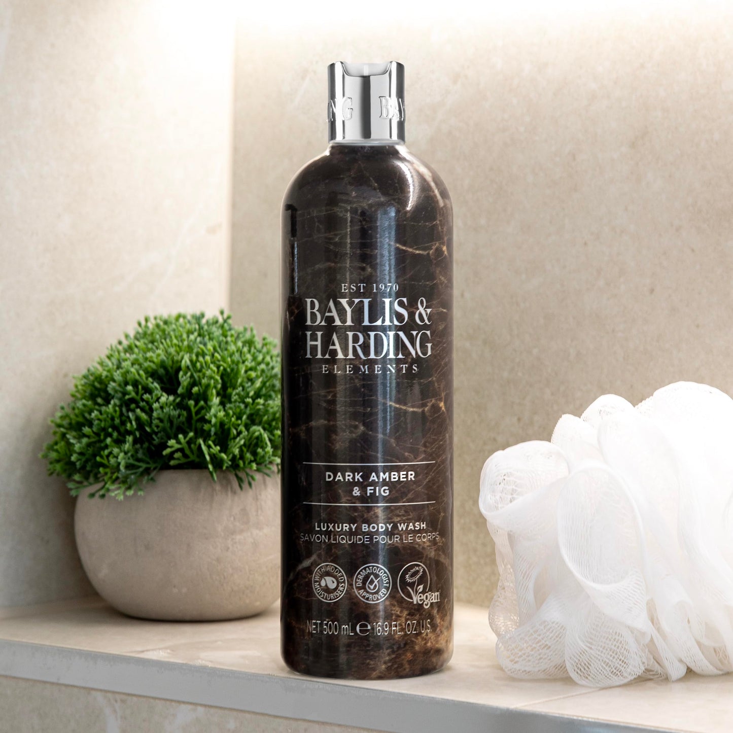 Baylis & Harding Liquid Body Wash Soap, Elements, Dark Amber & Fig, 16.9oz/500ml