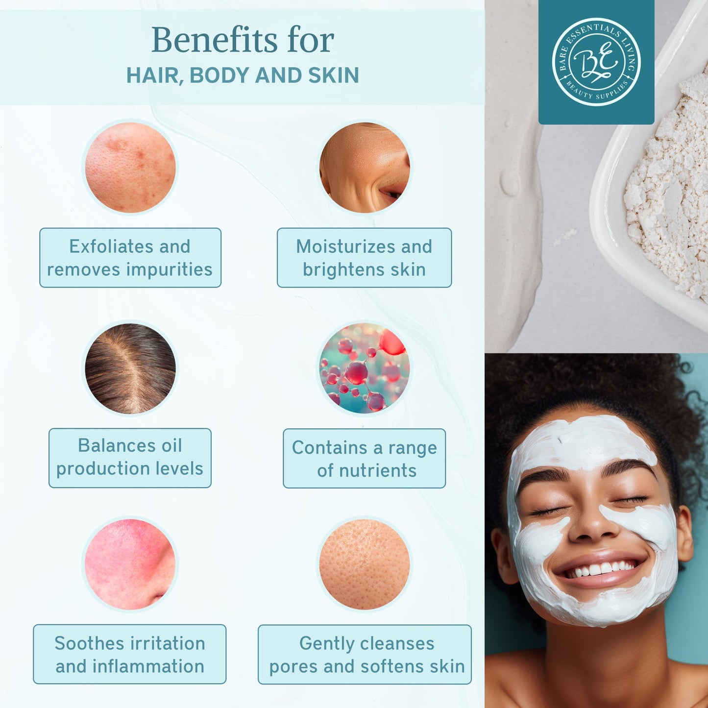 Bare Essentials Living - White Kaolin Clay Powder (12oz) 100% Natural White Powdered Clay for Seed Bombs, White Clay Mask, DIY Spa, Soap, Bath Bomb
