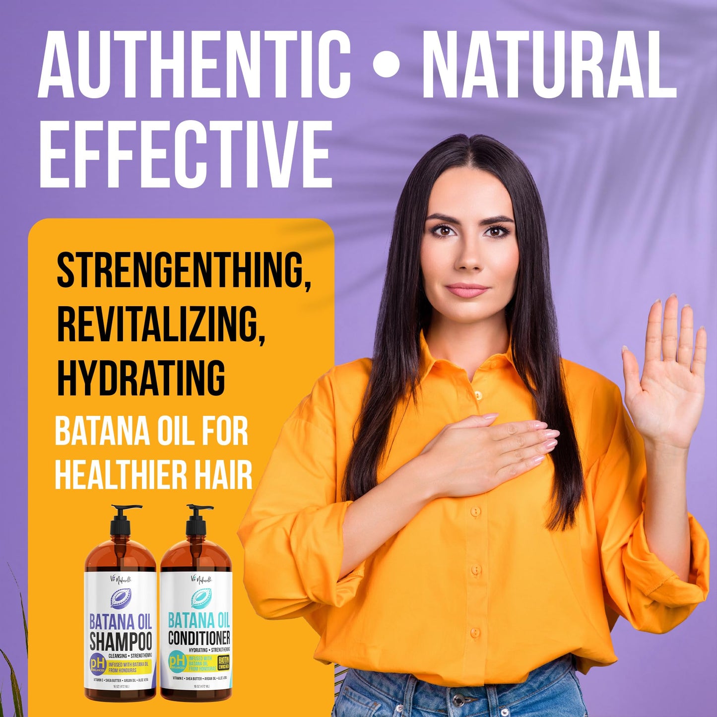 Vie Naturelle Hair Growth Shampoo and Conditioner Set - Batana Oil for Thinning Hair Men Women - 16 oz Each