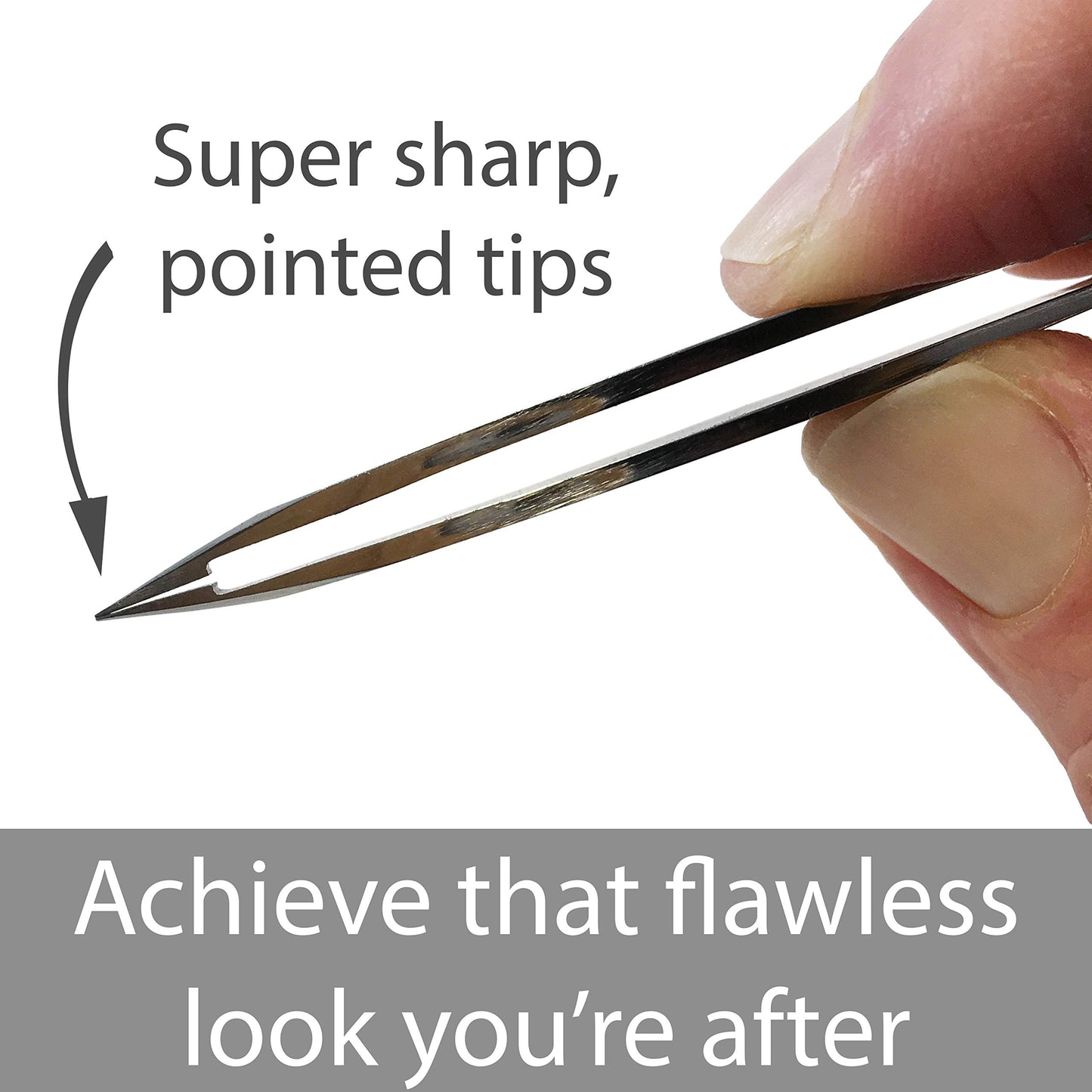 Zizzili Basics Elite Series Pointed Tweezers - Sharp Precision Tips + Surgical Grade Stainless Steel Tweezer for Professional Eyebrow and Facial Hair