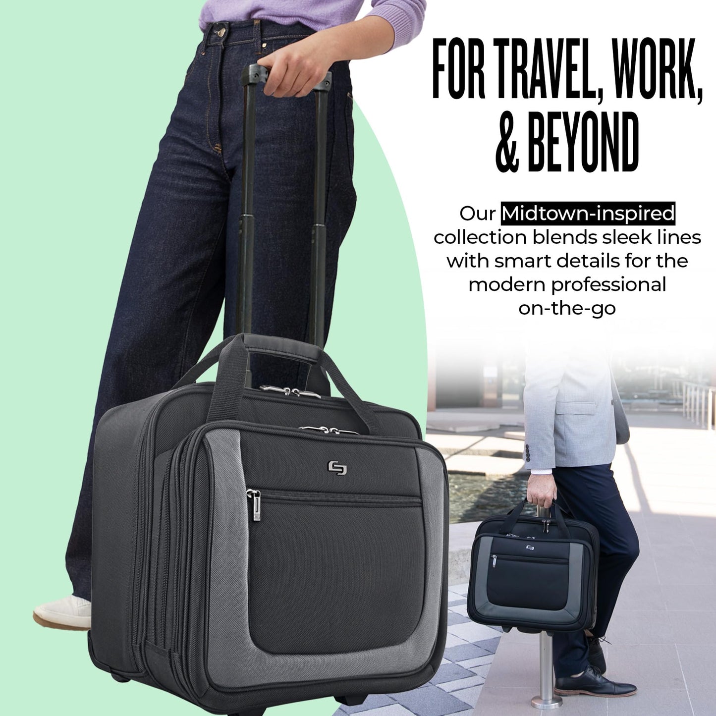 Solo New York Rolling Case with Wheels - Roller Laptop Bag, Wheeled Briefcase for Women & Men, Carry On Size for Travel, Fits 17.3" Computer - Bryant