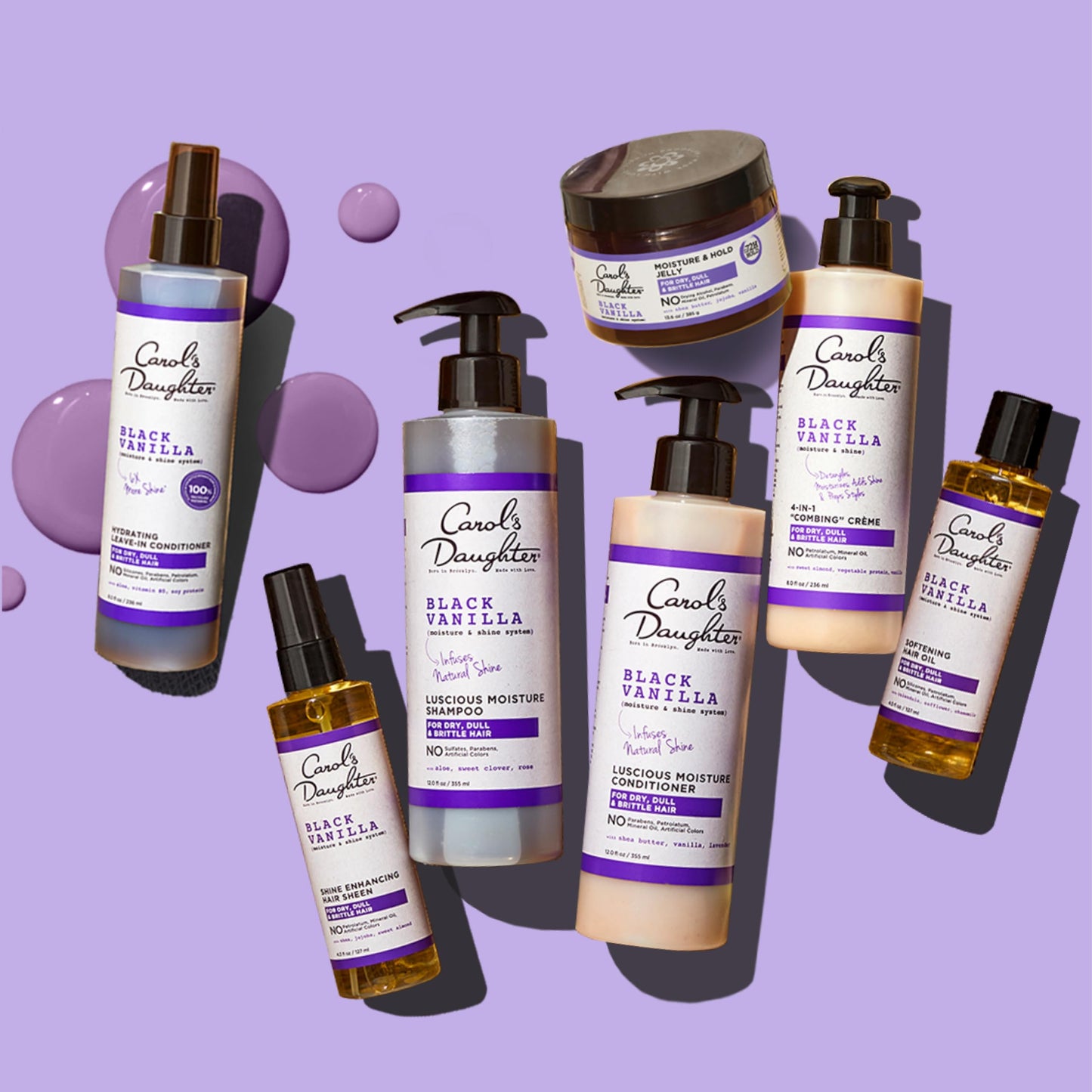 Carol's Daughter Black Vanilla Sulfate Free Shampoo and Conditioner Set for Curly, Wavy or Natural Hair, Moisturizing Hair Care for Dry, Damaged Split