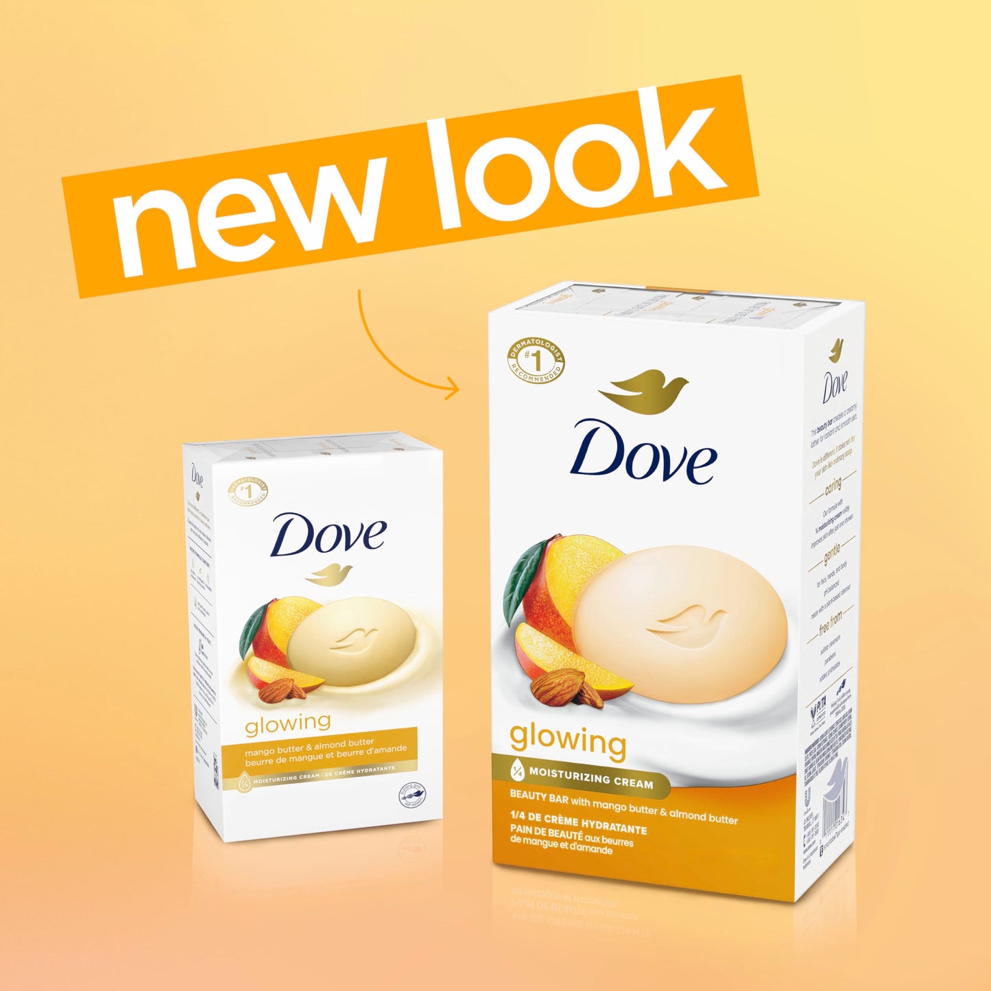 Dove Beauty Bar Soap Glowing Mango & Almond Butters, 6 Bars for Radiant Skin, Illuminates Skin 3.75 oz Beauty & Personal Care Dove