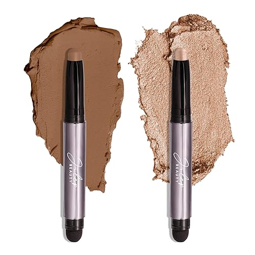 Julep Eyeshadow 101 Crème-to-Powder Waterproof Eyeshadow Stick Duo - Long-Lasting, Crease-Proof, Easy Apply with Built-in Smudger - Sand Shimmer