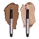 Julep Eyeshadow 101 Crème-to-Powder Waterproof Eyeshadow Stick Duo - Long-Lasting, Crease-Proof, Easy Apply with Built-in Smudger - Sand Shimmer
