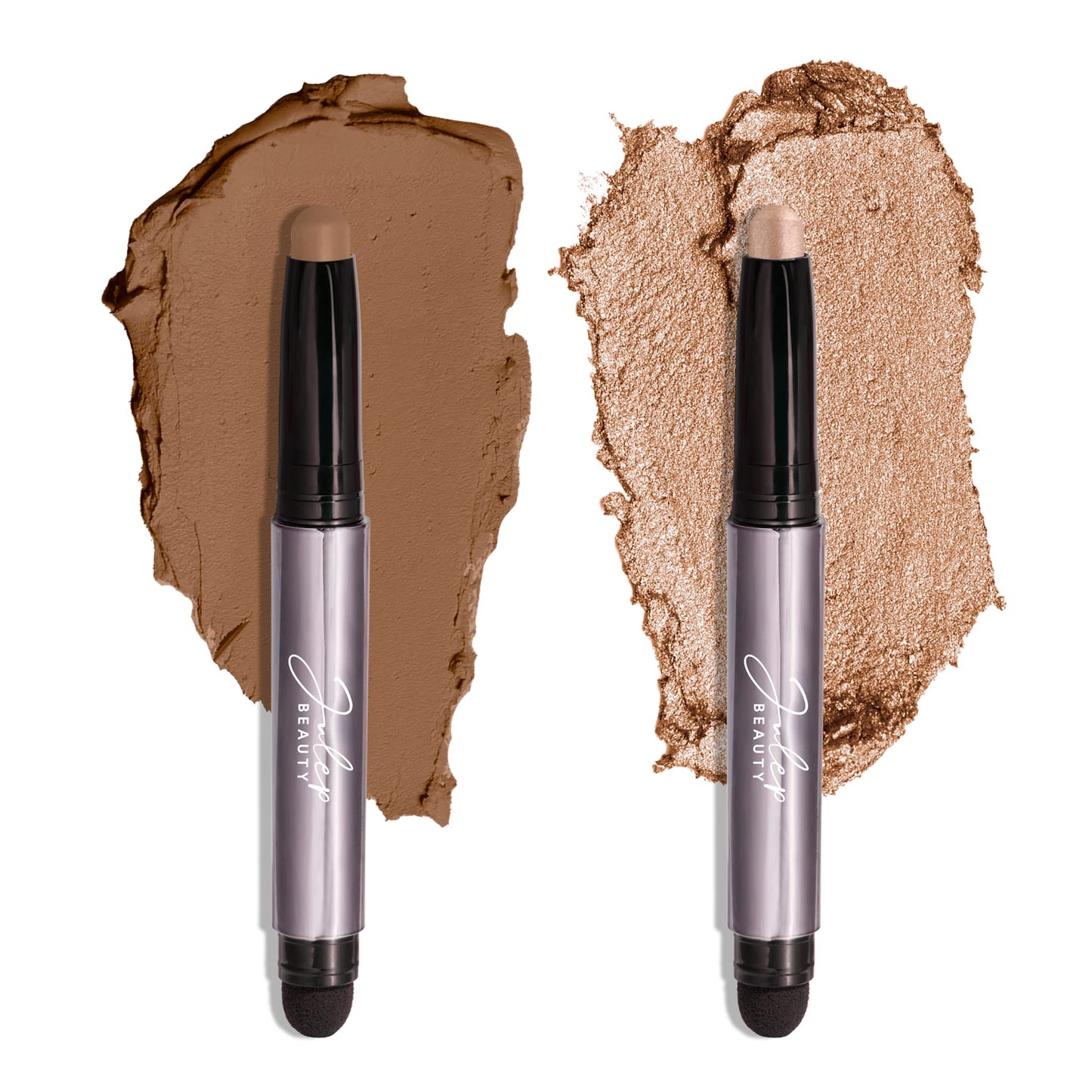 Julep Eyeshadow 101 Crème-to-Powder Waterproof Eyeshadow Stick Duo - Long-Lasting, Crease-Proof, Easy Apply with Built-in Smudger - Sand Shimmer