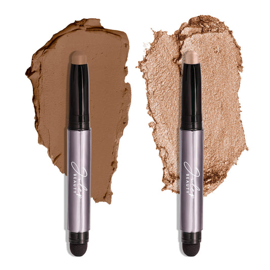 Julep Eyeshadow 101 Crème-to-Powder Waterproof Eyeshadow Stick Duo - Long-Lasting, Crease-Proof, Easy Apply with Built-in Smudger - Sand Shimmer