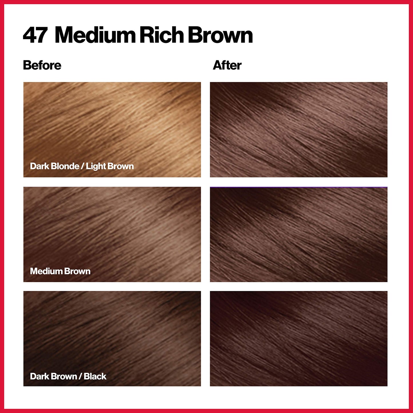 Revlon Permanent Hair Color, Permanent Hair Dye, Colorsilk with 100% Gray Coverage, Ammonia-Free, Keratin and Amino Acids, 47 Medium Rich Brown, 4.4