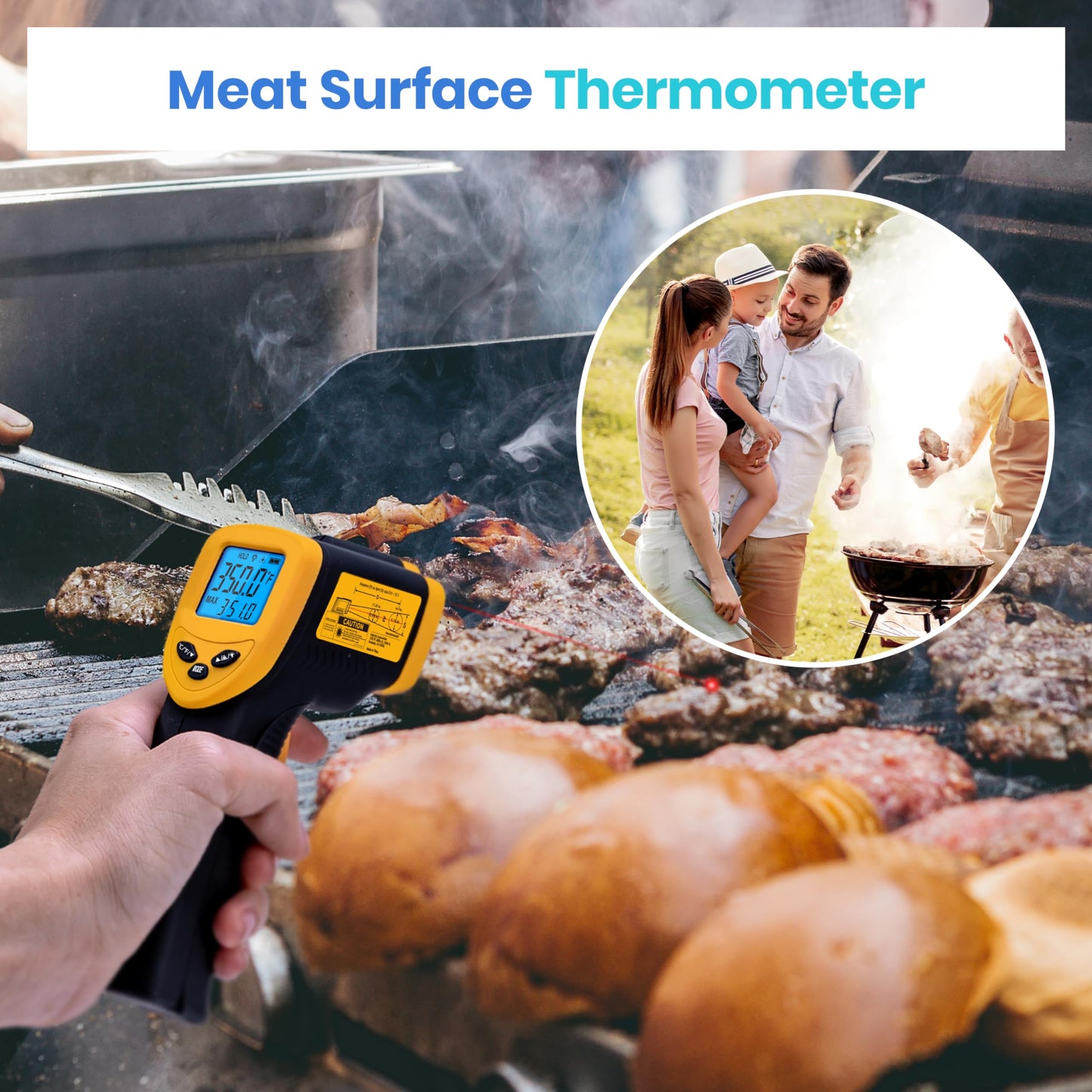 Etekcity Infrared Thermometer 774 – Laser Temp Gun for Cooking, Meat, Candy, Oven, Griddle, Fridge, and Heat Tools, Yellow