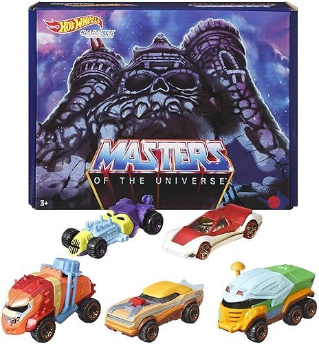 Hot Wheels Masters of The Universe 1:64 Scale Toy Car 5-Pack, Set of 5 Character Vehicles Inspired by He-Man, Skeletor, Man-at-Arms, Beast Man & Teela
