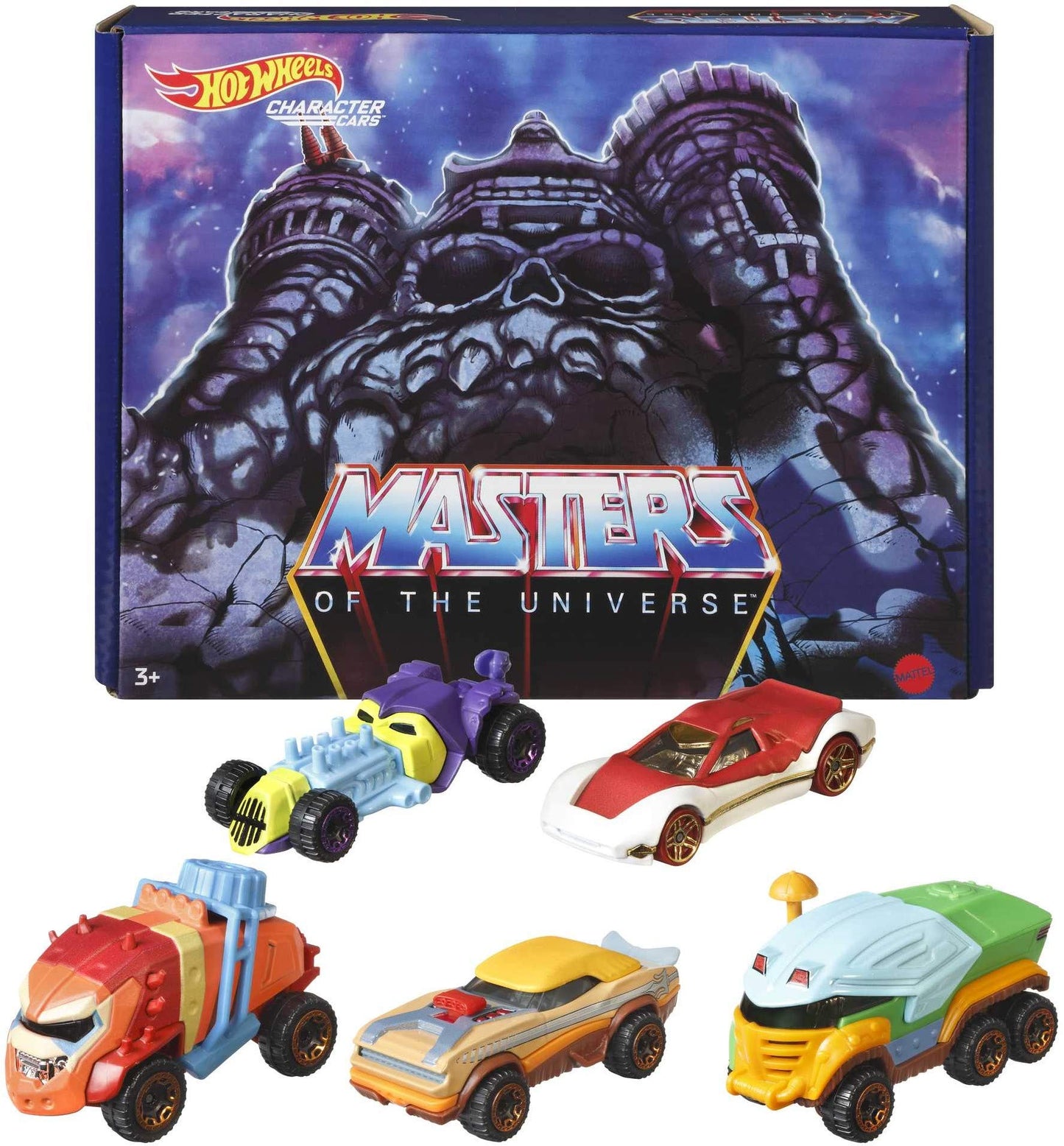 Hot Wheels Masters of The Universe 1:64 Scale Toy Car 5-Pack, Set of 5 Character Vehicles Inspired by He-Man, Skeletor, Man-at-Arms, Beast Man & Teela