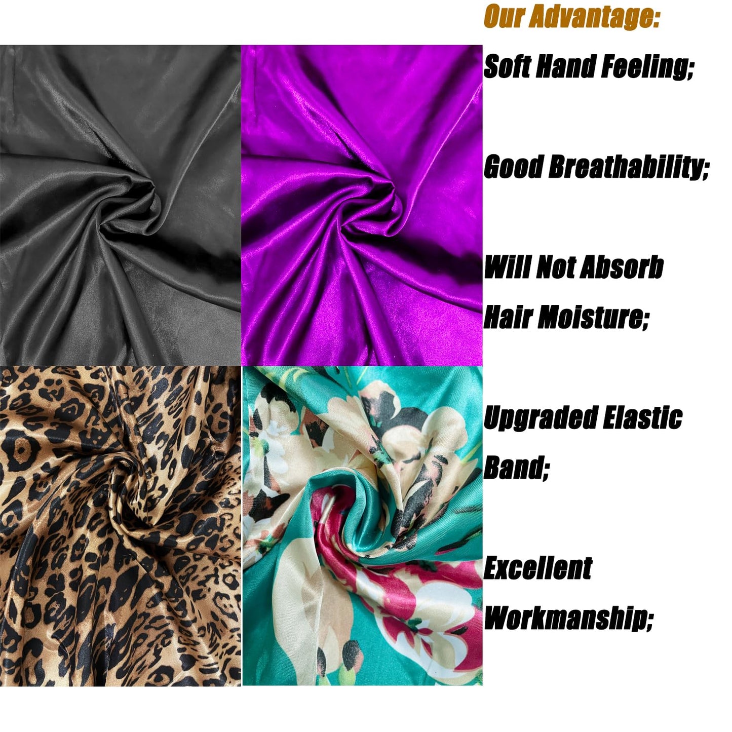 4 Pcs Satin Bonnet for Women, Long Sleep Cap Soft Silky Bonnet for Braids Beauty and Personal Care Wzl Wlg