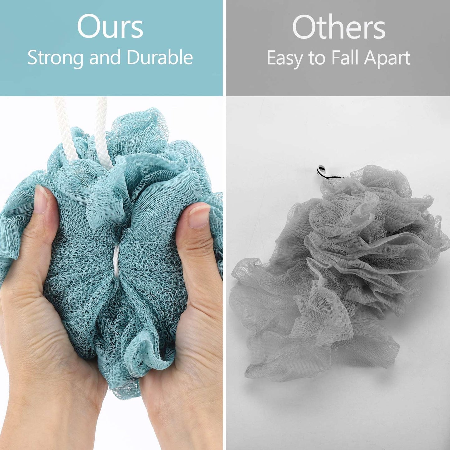 BTYMS 4 Pcs Loofah Sponge 60g/pc Mesh Pouf Bathing Sponges Bath Scrunchies Shower Puff