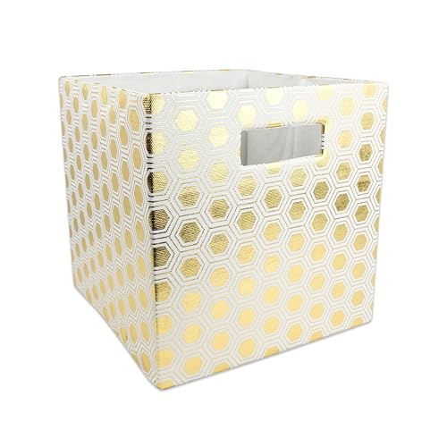 DII Collapsible Polyester Storage Cube, Honeycomb, Gold, Large