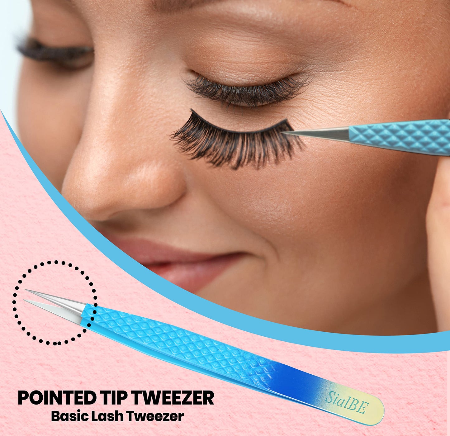Eyelash Extension Tweezers-3 Pcs Diamond Grip Lash tweezers For Eyelash Extensions-SialBE Straight And Curved L-Shape Eyelash Tweezers, Tweezers