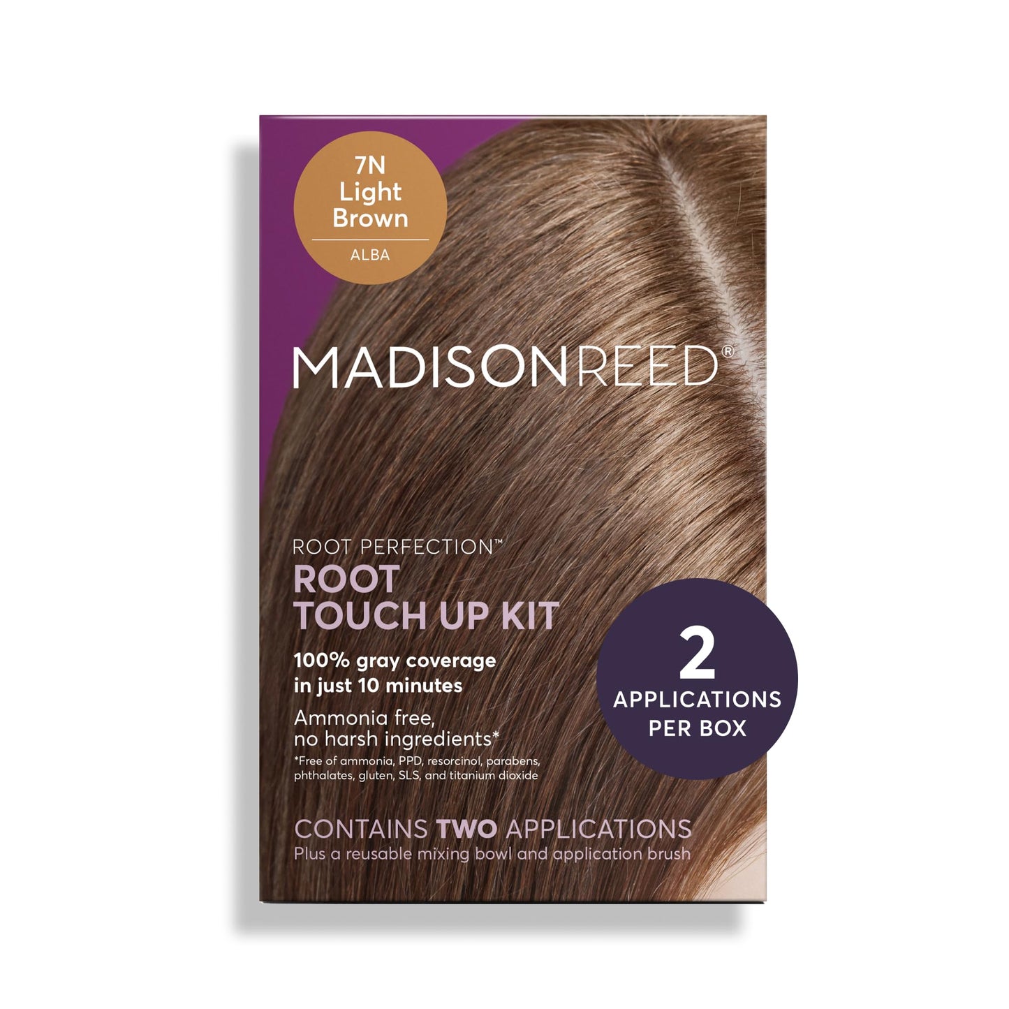 Madison Reed Root Perfection Root Touch Up Kit - 7N Alba Light Brown, 2 Permanent Applications, 100% Gray Coverage in 10 Min | PPD-Free