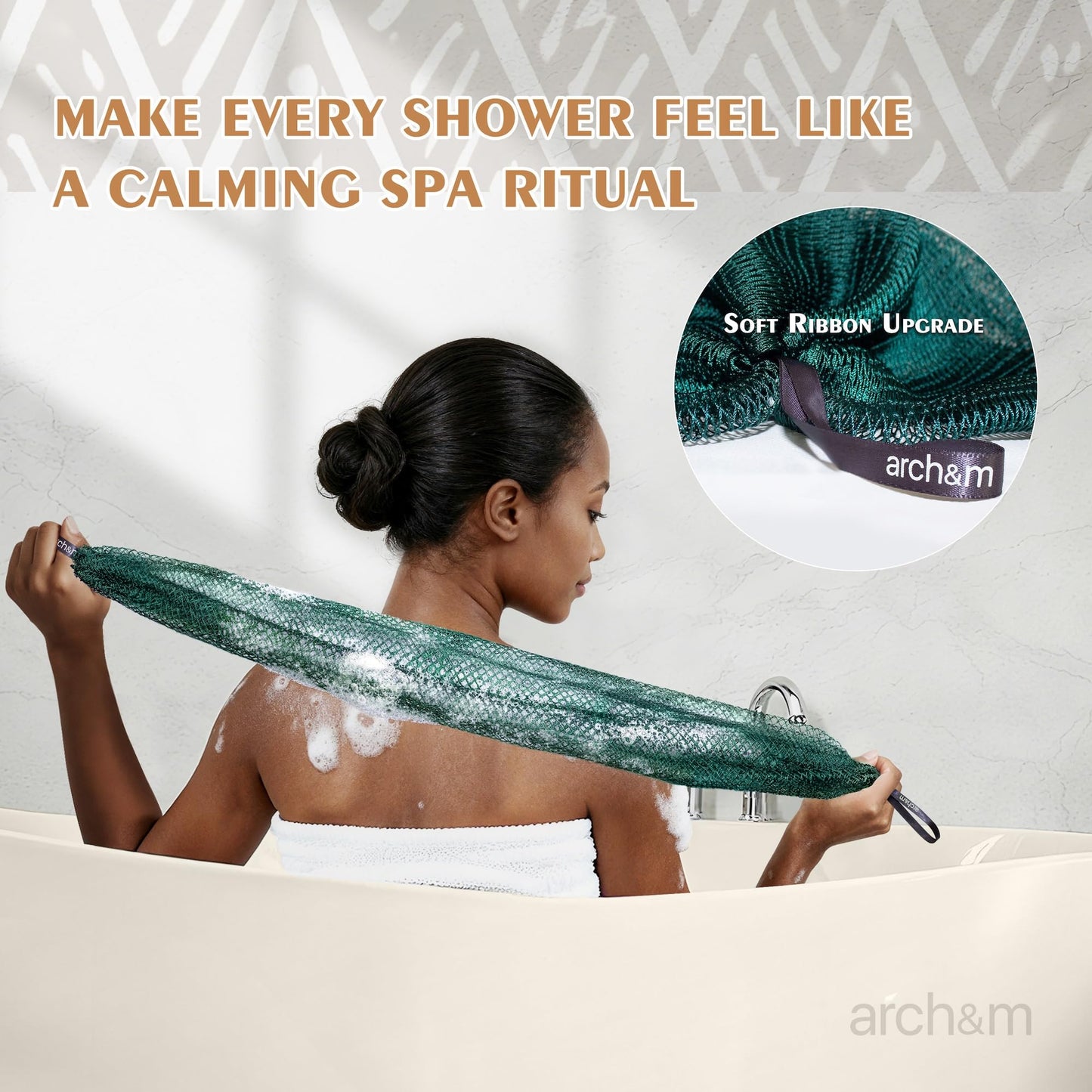 ARCH&M African Net Sponge Authentic, Shower Back Scrubber, Black, 2 Pack Beauty and Personal Care ARCH&M