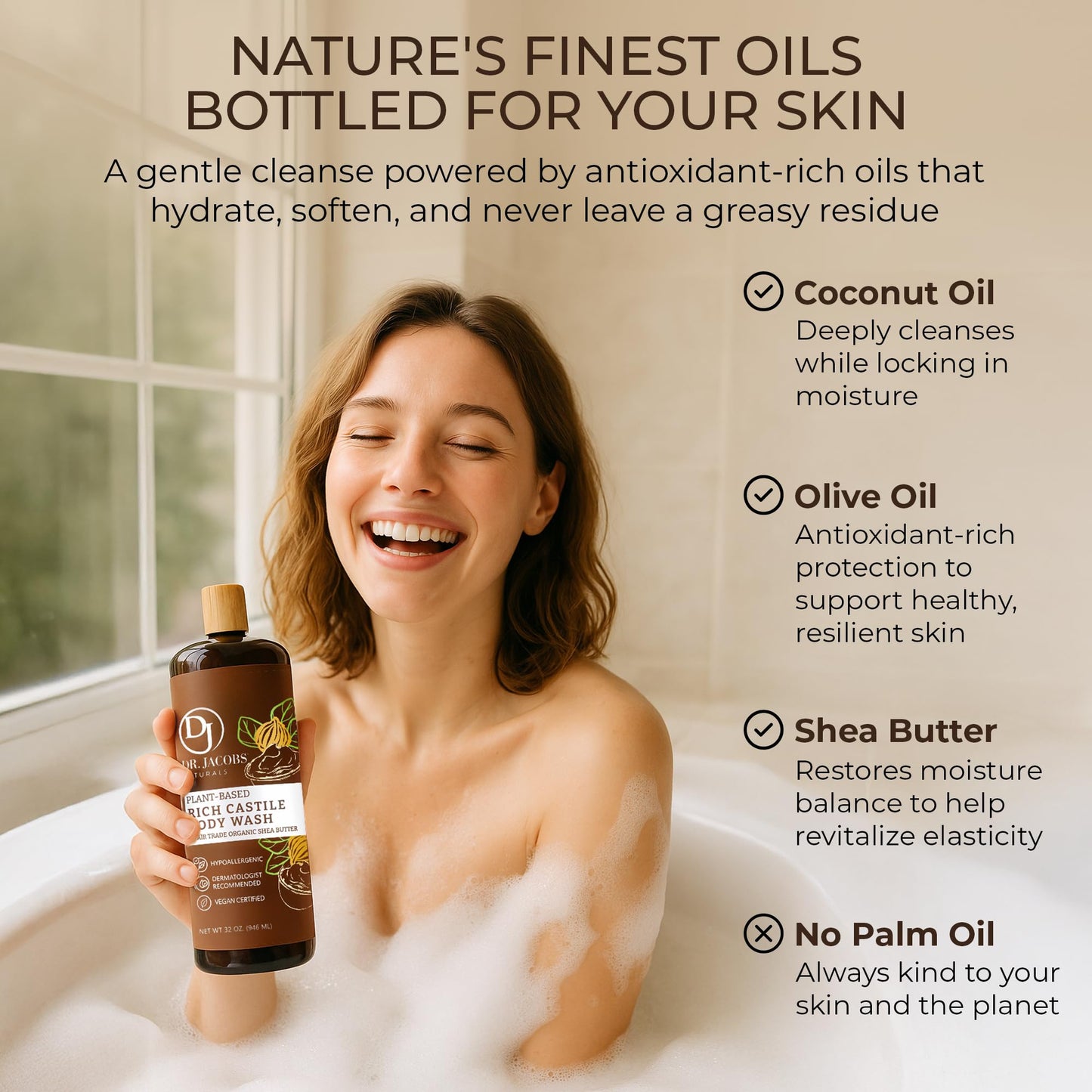 Dr. Jacobs Naturals Castile Shea Butter All-Natural Body Wash for Moisturizing Dry and Sensitive Skin with Plant-Based Ingredients with Pump - 32 Beauty & Personal Care DR.JACOBS NATURALS