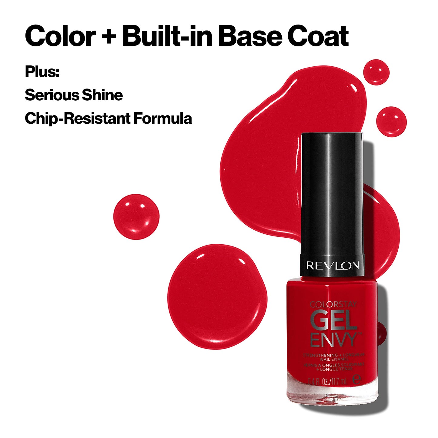 Revlon ColorStay Gel Envy Longwear Nail Polish, with Built-in Base Coat & Glossy Shine Finish, in Black/Grey, 520 Blackjack, 0.4 oz