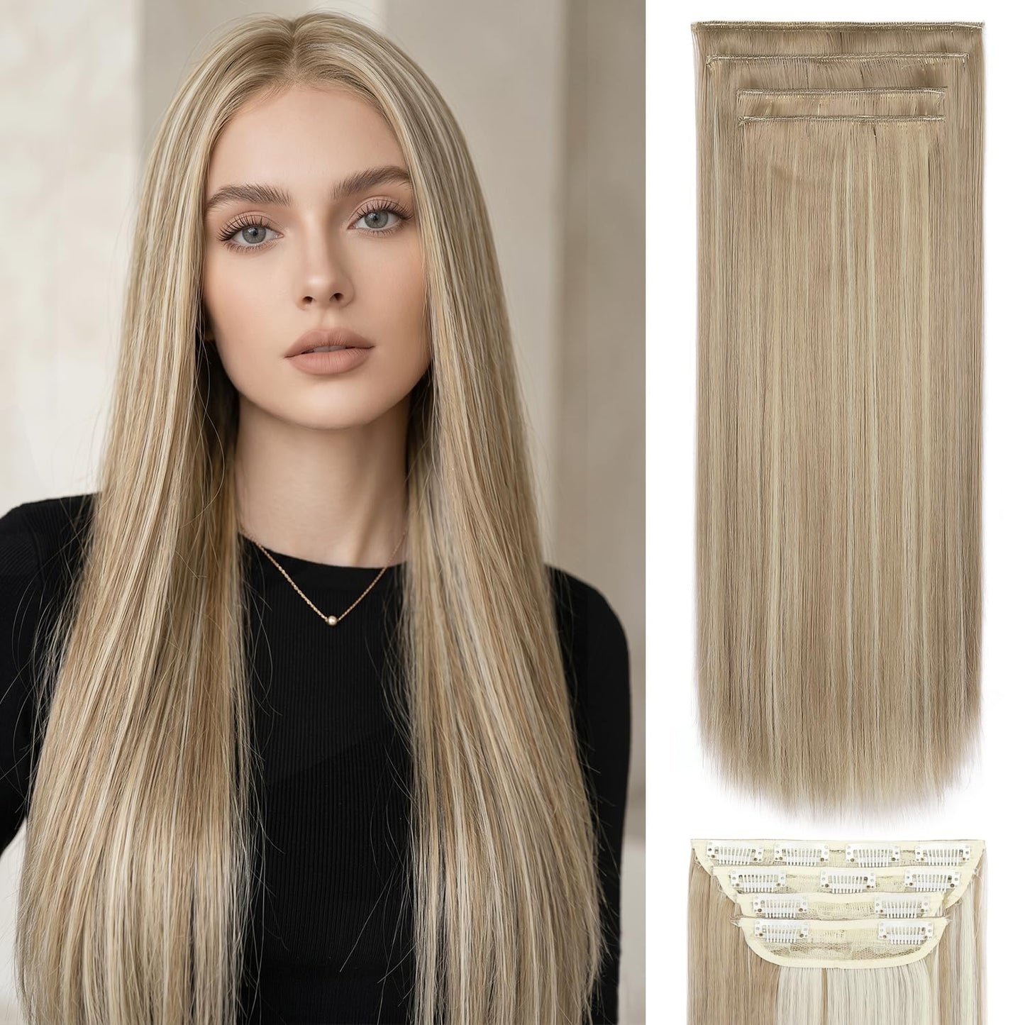 Blue Clip in Hair Extensions 20 Inch Long Wavy Synthetic Hairpiece for Women Natural Hair for Daily Use Cosplay Costume Party Valentine's Day Beauty and Personal Care LEEONS Default Title