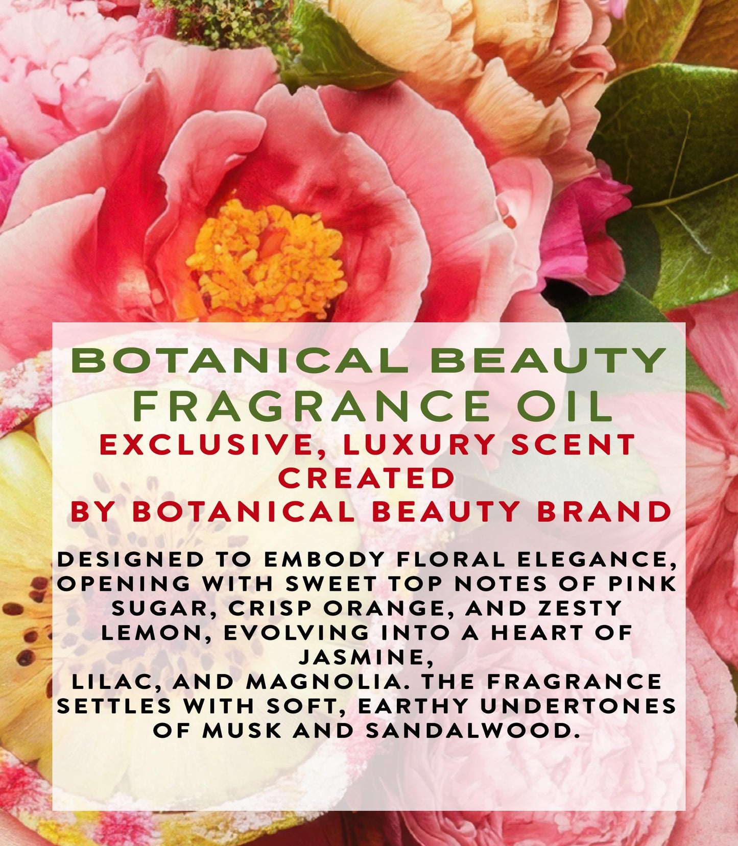 Botanical Beauty' FRAGRANCE OIL ROLL-ON 0.169 FL OZ (5 ML) Rollerball Perfume, Alcohol-Free, Long Lasting an exclusive luxury scent with Pink Sugar