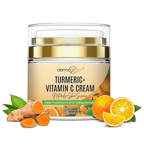Turmeric Face Cream + 30% Vitamin C Glow Boosting Moisturizer & Skin Repairing, Hydrating with Organic Ingredients Anti-Aging Facial Cream, Normal