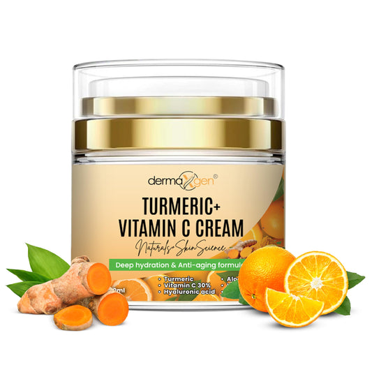 Turmeric Face Cream + 30% Vitamin C Glow Boosting Moisturizer & Skin Repairing, Hydrating with Organic Ingredients Anti-Aging Facial Cream, Normal