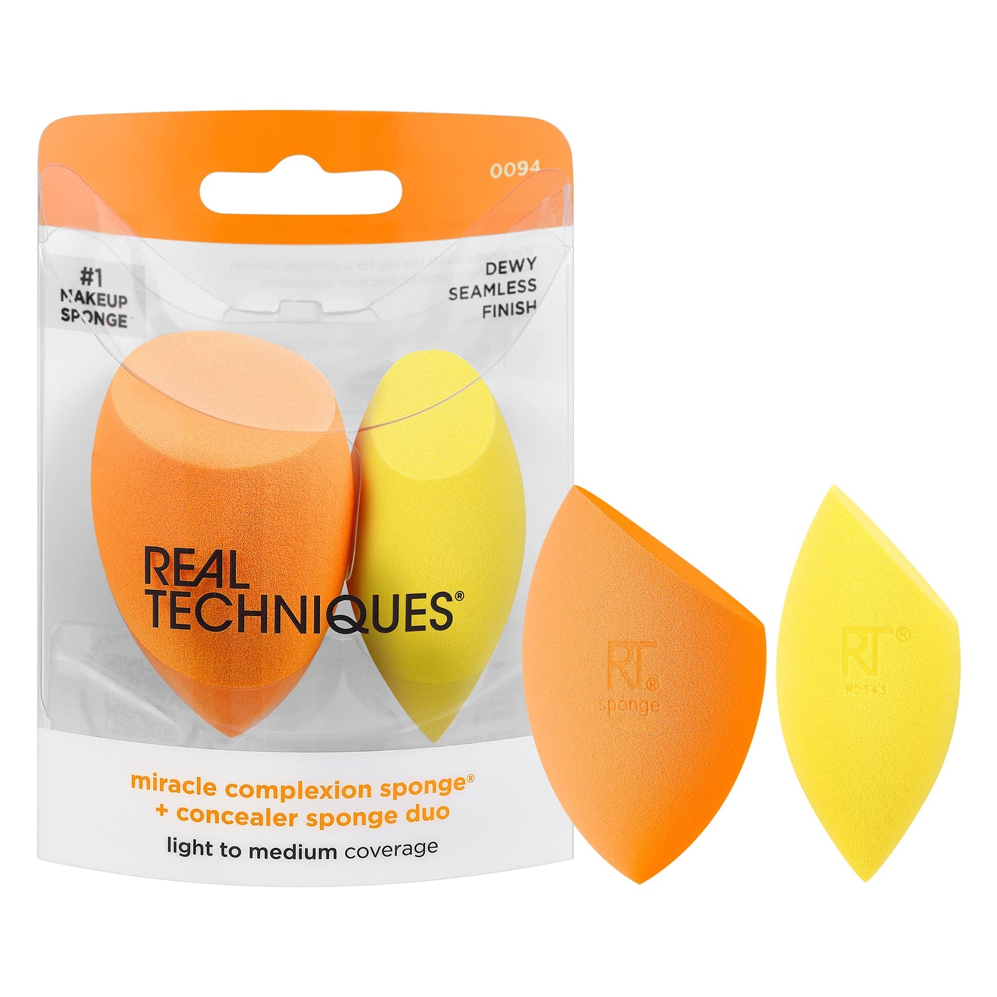 Real Techniques Miracle Complexion Sponge + Concealer Sponge Duo, Makeup Blending Sponges For Foundation & Concealer, Offers Light To Medium Coverage