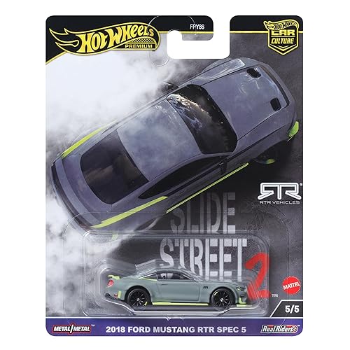 Hot Wheels Premium Car Culture Collectible Toy Car, 1:64 Scale Die-Cast Ford Mustang RTR, Slide Street Vehicle with Real Riders Tires