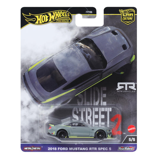 Hot Wheels Premium Car Culture Collectible Toy Car, 1:64 Scale Die-Cast Ford Mustang RTR, Slide Street Vehicle with Real Riders Tires