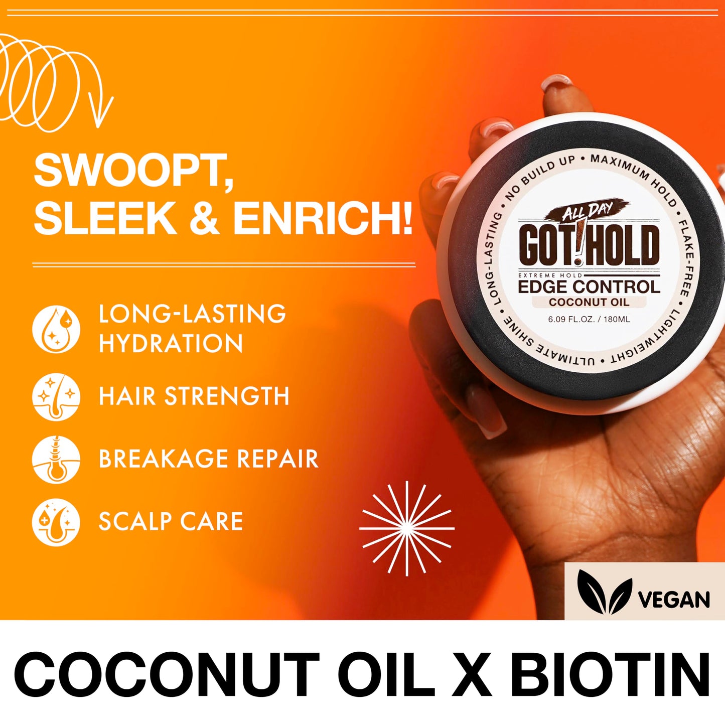 ALL DAY GOT HOLD Extreme hold Coconut Oil Edge Control 2.02 fl.oz/60ml