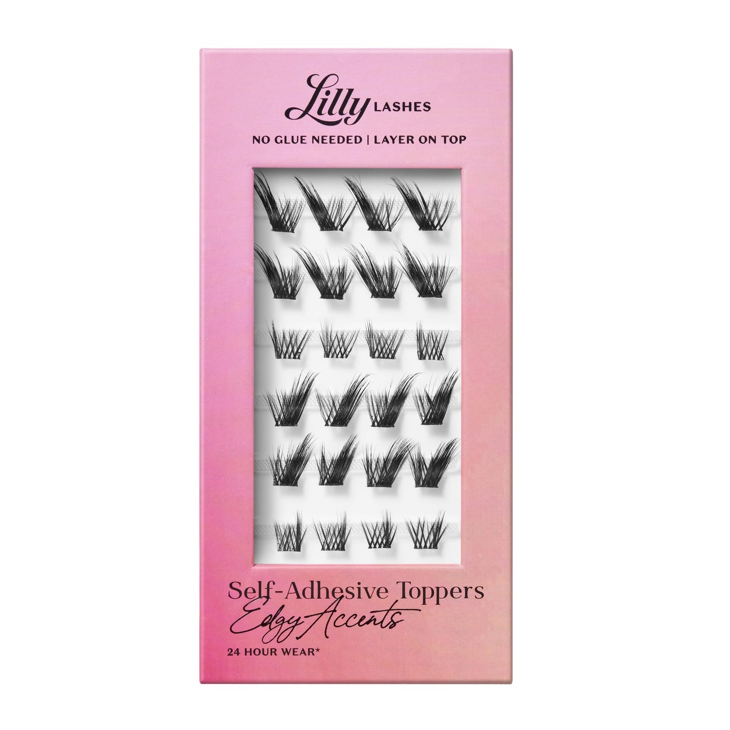 Lilly Lashes Self-Adhesive Edgy Accents Lash Clusters Toppers - Pre-Glued Clear-Band False Lashes for Effortless Application, 24 Hr All-Day Hold Beauty and Personal Care Lilly Lashes Default Title