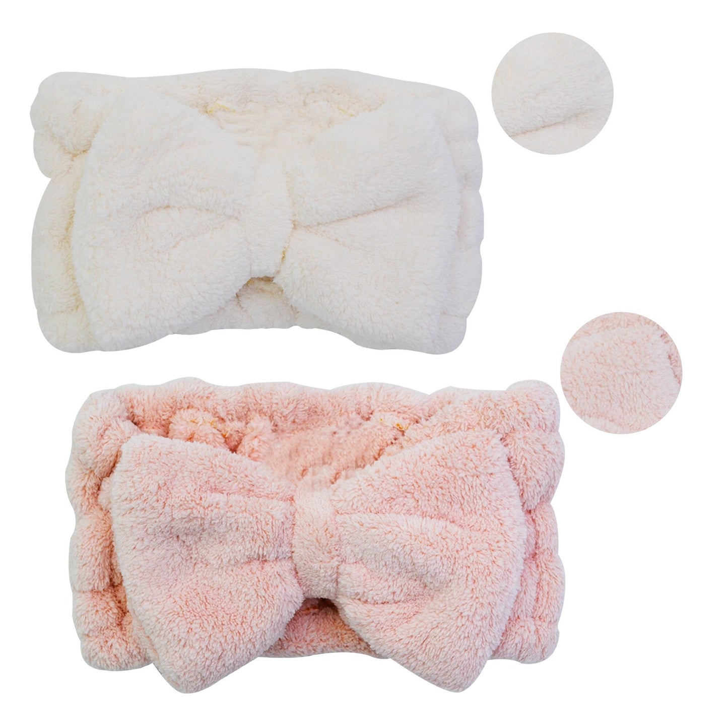 Chloven 2 Pack Microfiber Bowtie Headbands Facial Makeup Headband Cosmetic Bowknot Hairlace Wash Spa Yoga Sports Shower Adjustable Elastic Hair Band