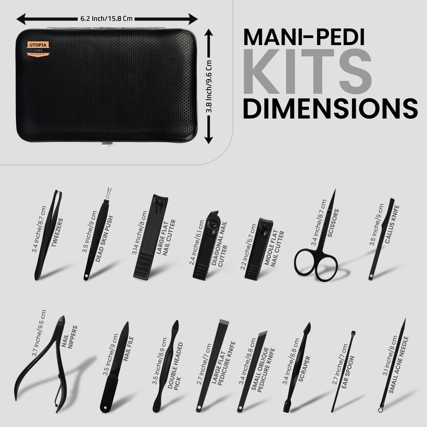 Utopia Care Nail Clippers Professional Nail Kit or Manicure Kit for Women and Men, Stocking Stuffers or Groomsmen Gifts 16Pcs Pedicure Set