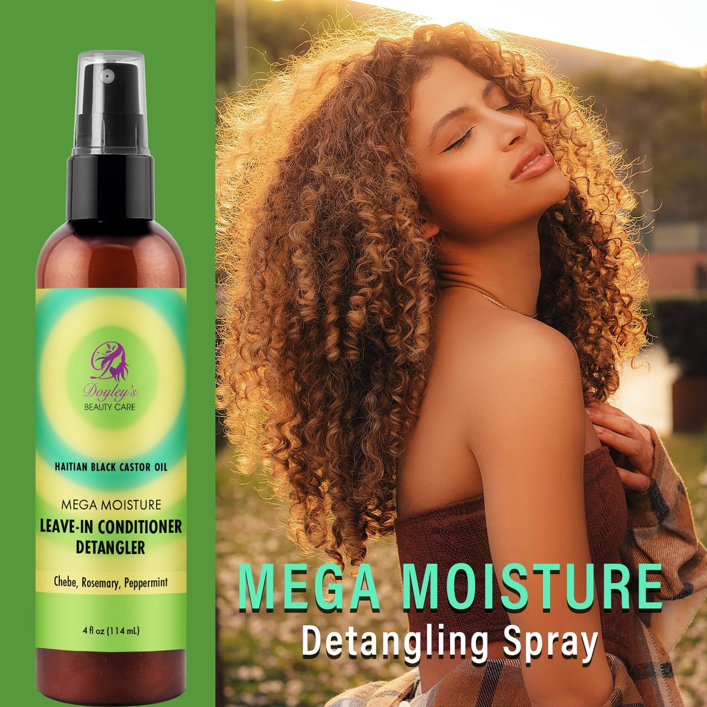 Doyley's Haitian Black Castor Oil Vegan Moisturizing Shampoo Bar 5oz and Mega Moisture Leave-In Conditioner Detangler 4oz Bundle | Hair Growth