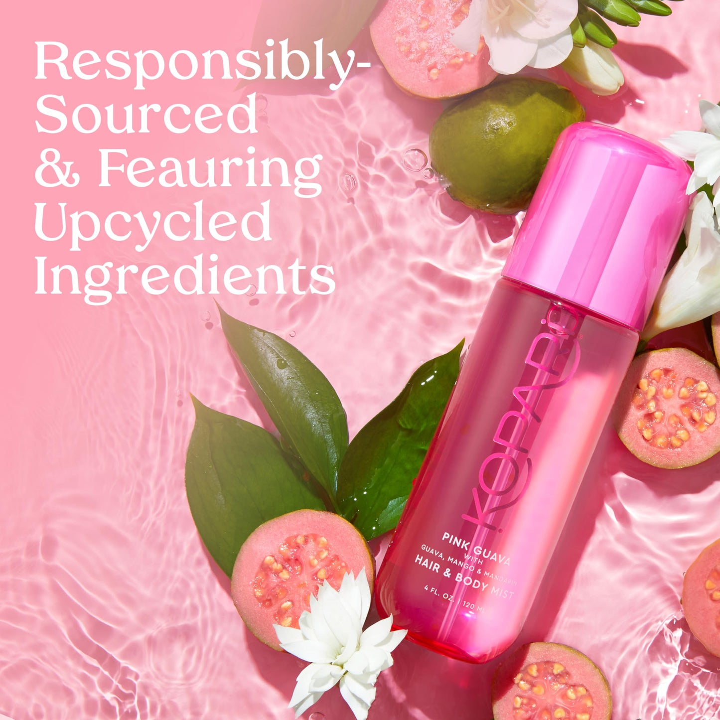 Kopari Pink Guava Hair & Body Mist - Guava, Mango, Mandarin, Coconut, Vanilla & Sandalwood Scent, Long-Lasting Clean Fragrance Spray, Vegan &