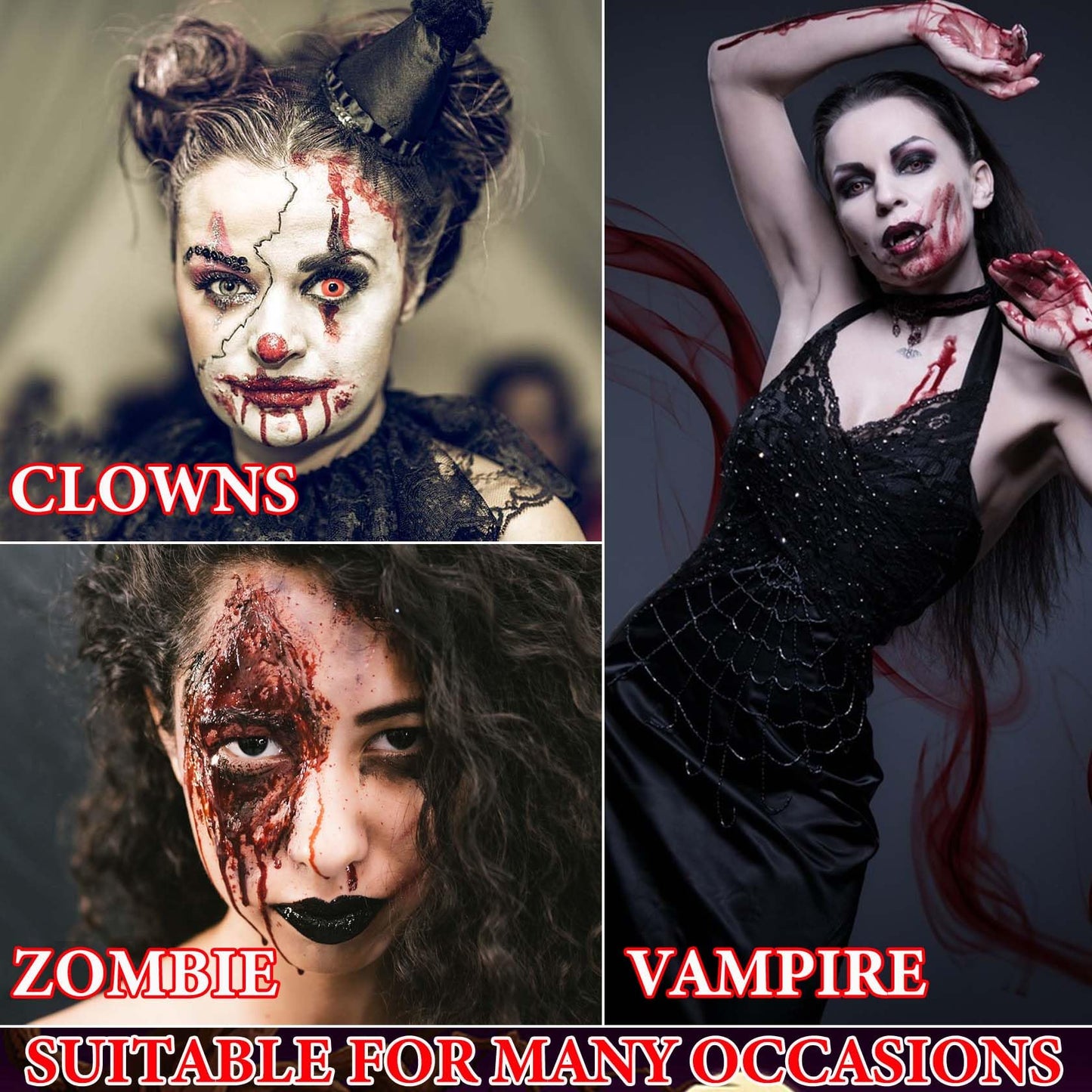 Fusang 2 PCS Fake Blood Spray,Halloween Fake Blood Washable Realistic Special Effects Zombie Vampire Costume Makeup & Dress Up,SFX Makeup Fake Liquid