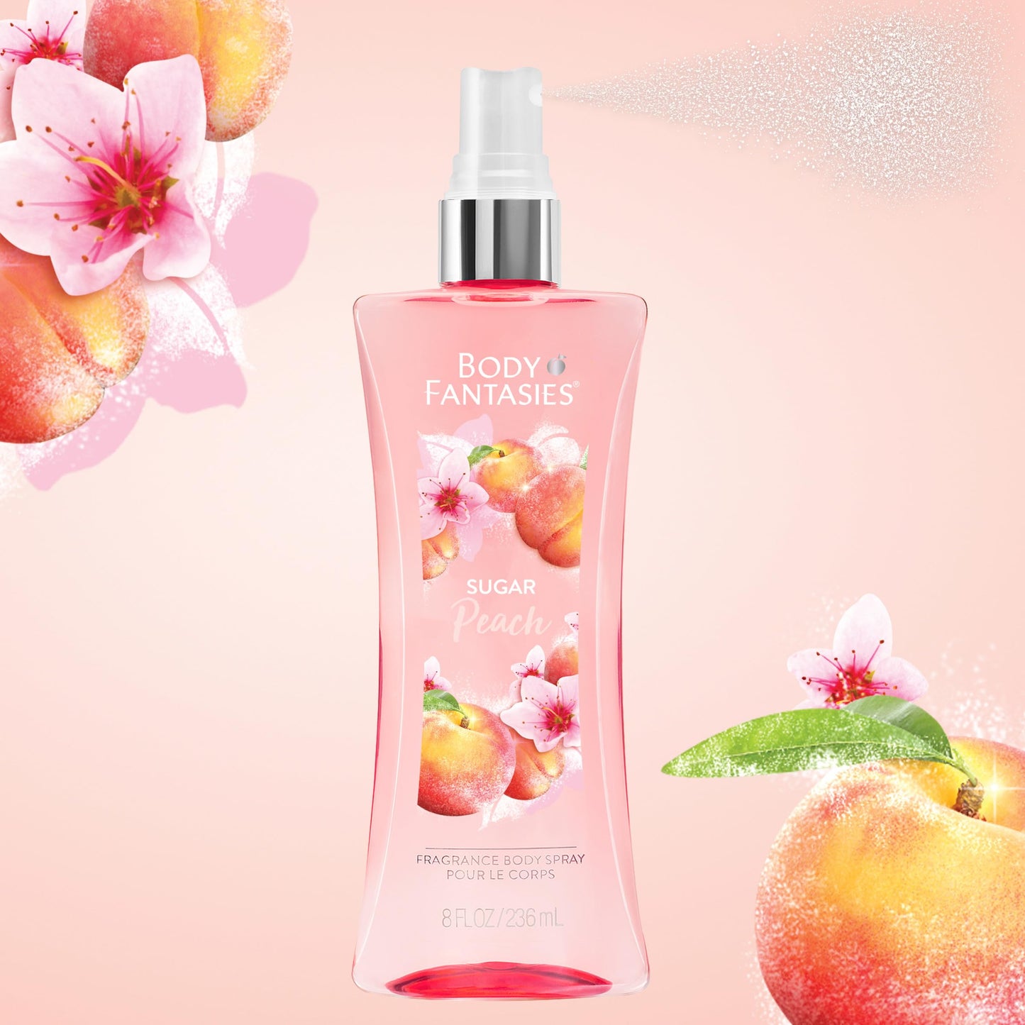 Body Fantasies Signature Fragrance Body Spray, Sugar Peach, 8 fl oz