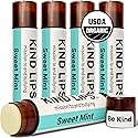 Kind Lips Organic Sweet Mint Lip Balm 5-Pack - Cooling, Refreshing Lip Care for Dry Lips • 100% Natural, Clean, Gluten-Free, Grain-Free • Made in USA