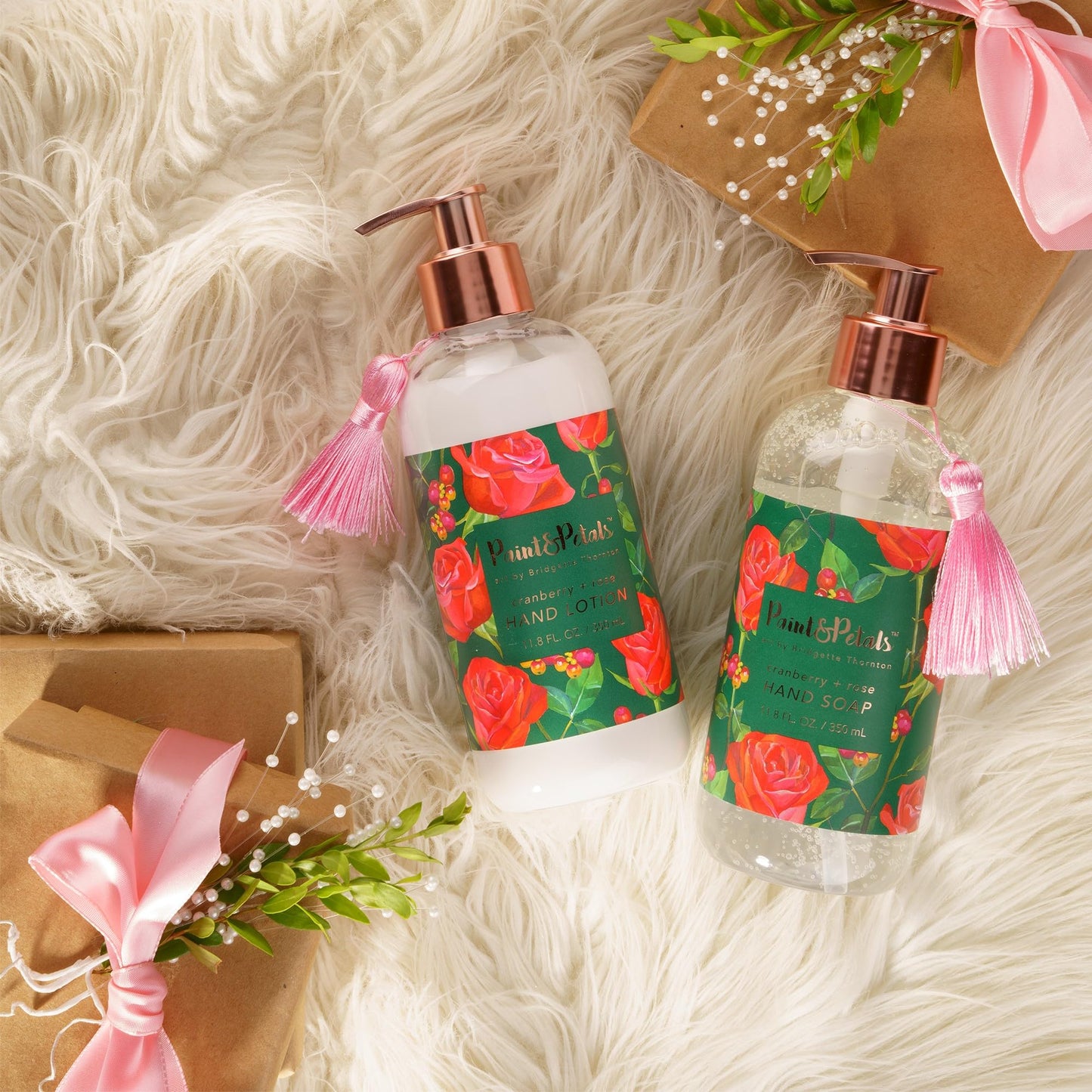 PAINT&PETALS Cranberry and Rose Scented Liquid Hand Soap, 11.8 Fluid Ounces